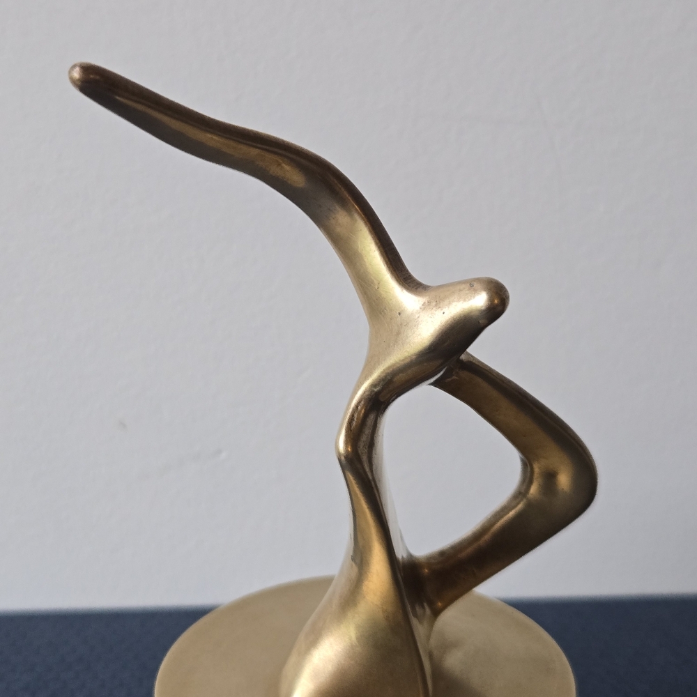 Mid-Century Modern Solid Brass Minimalist Seagull In Flight Music Box - Picture 6 of 8